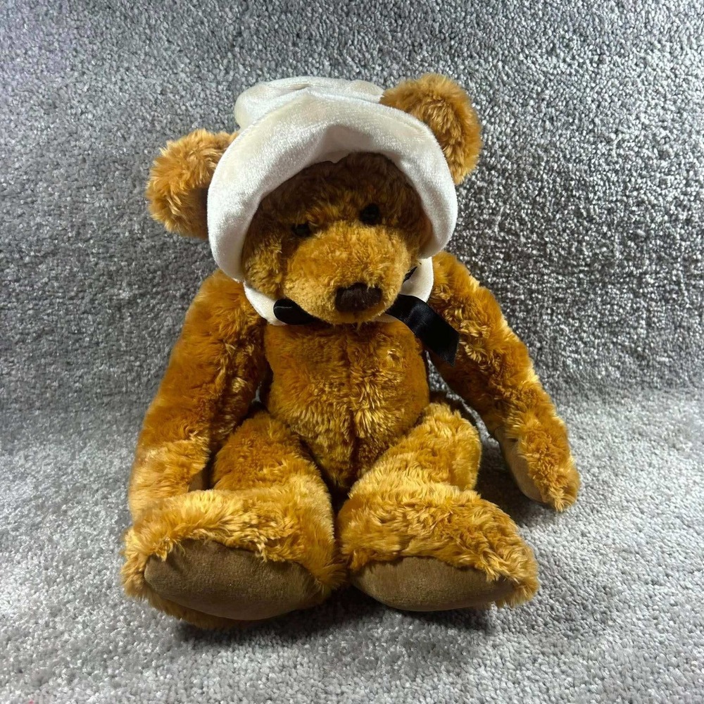 Russ Berrie Mayflower Teddy Bear Brown Bonnet Pilgrim Plush Toy